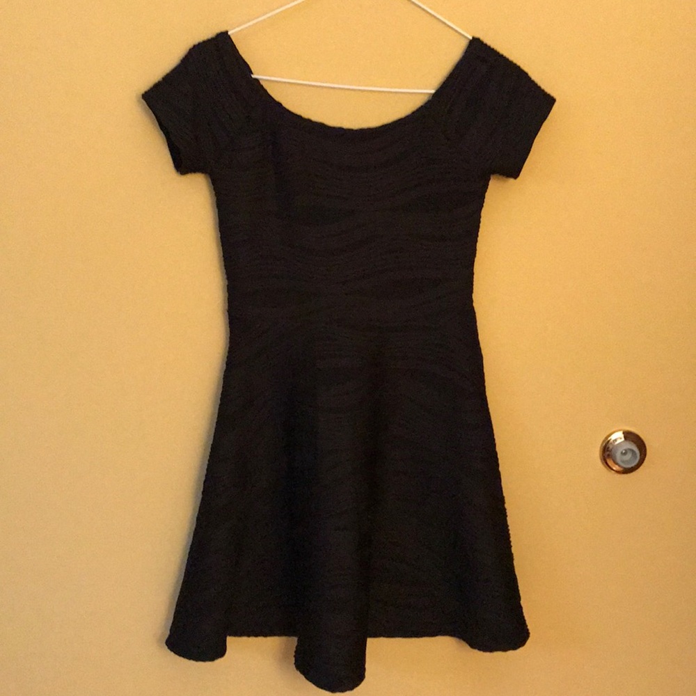 Textured Black Stretchy Dress